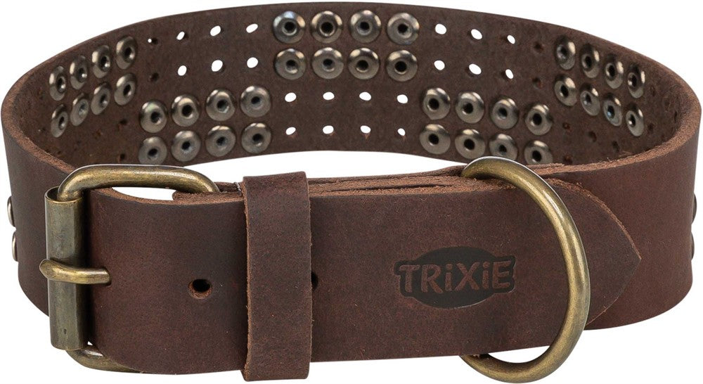 Trixie Rustic råläder halsband Nitat - Mörkbrun