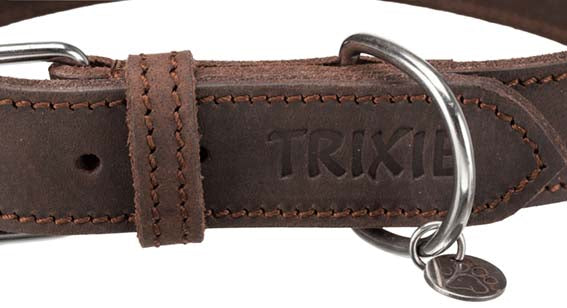 Trixie Rustic råläder halsband XS-S: 27-34 cm - Mörkbrun