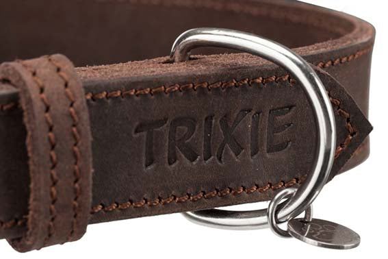 Trixie Rustic råläder halsband XS-S: 27-34 cm - Mörkbrun