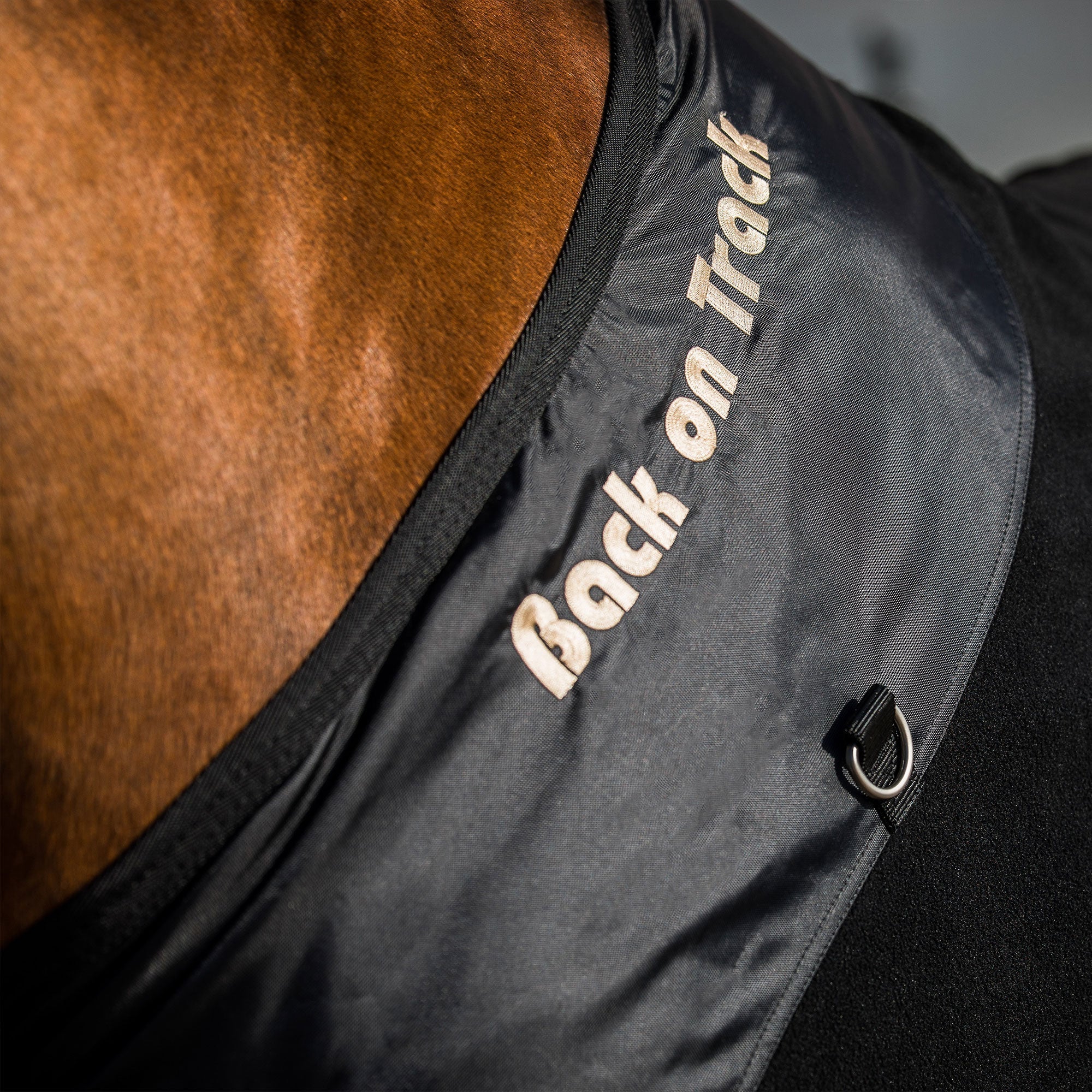 Back on Track Hästtäcke Fleece med D-ringar – Svart