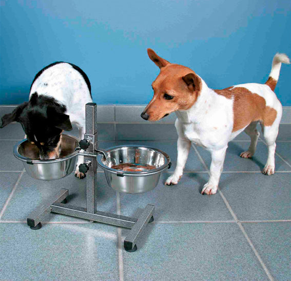 Trixie Matbar ställbar till 27 cm inkl skålar 2x0,75 L