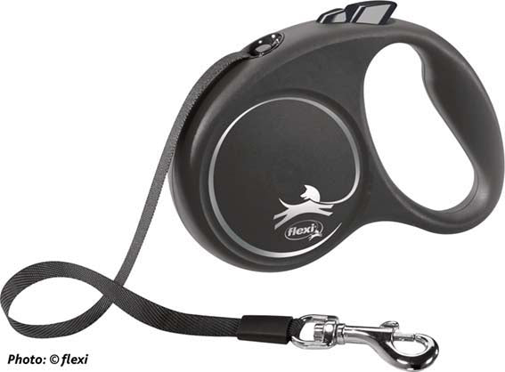 Flexi Black design rullkoppel med band 5m - Svart