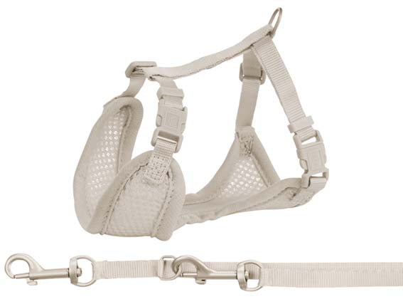 Junior Mjuk sele med koppel S-M: 26-34 cm - Ljusgrå