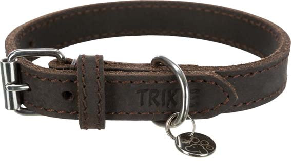 Trixie Rustic råläder halsband XS-S: 27-34 cm - Mörkbrun