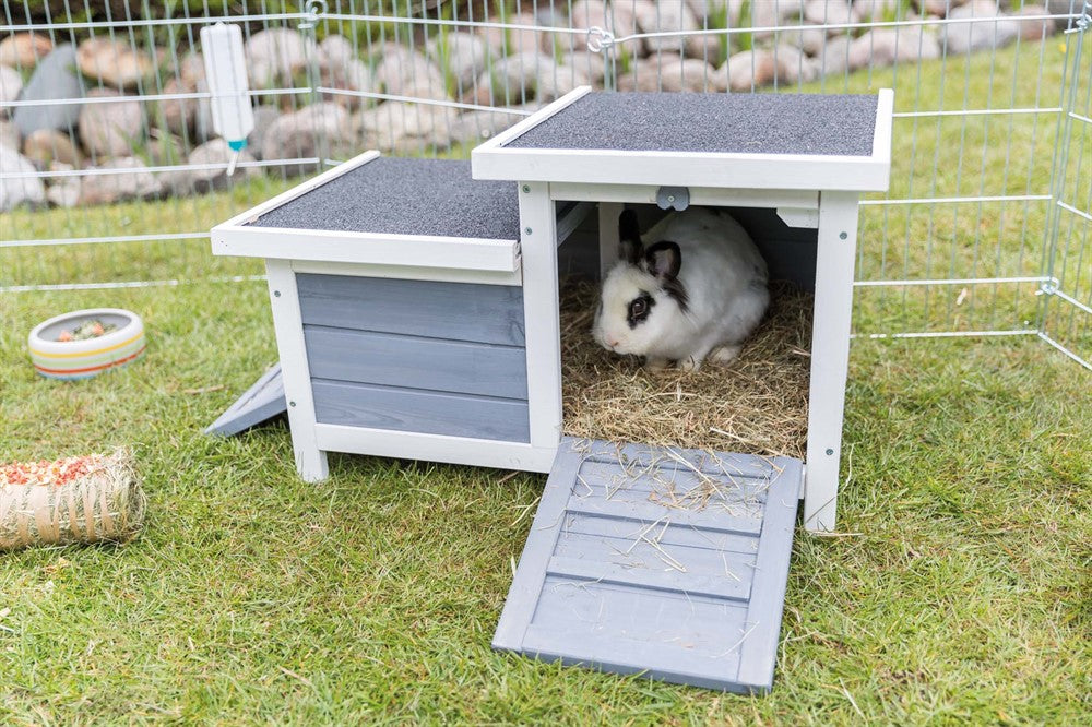 Trixie Smådjurshus Natura dubbel 70×h43×45 cm - Vit/grå