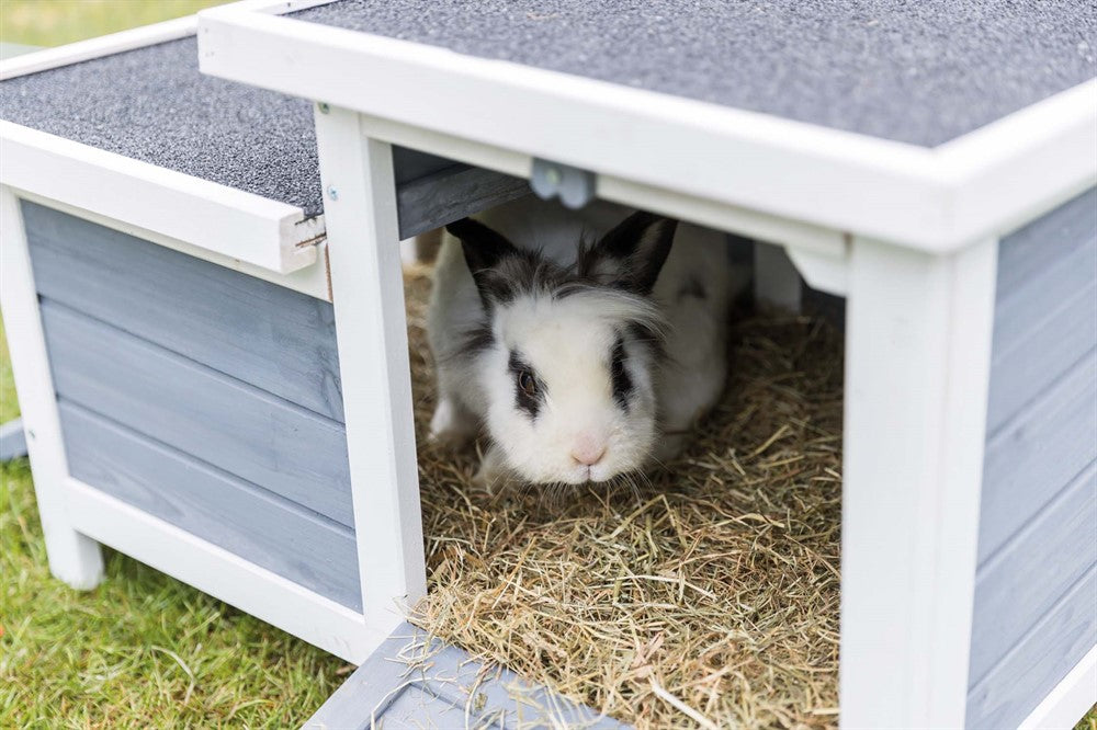 Trixie Smådjurshus Natura dubbel 70×h43×45 cm - Vit/grå