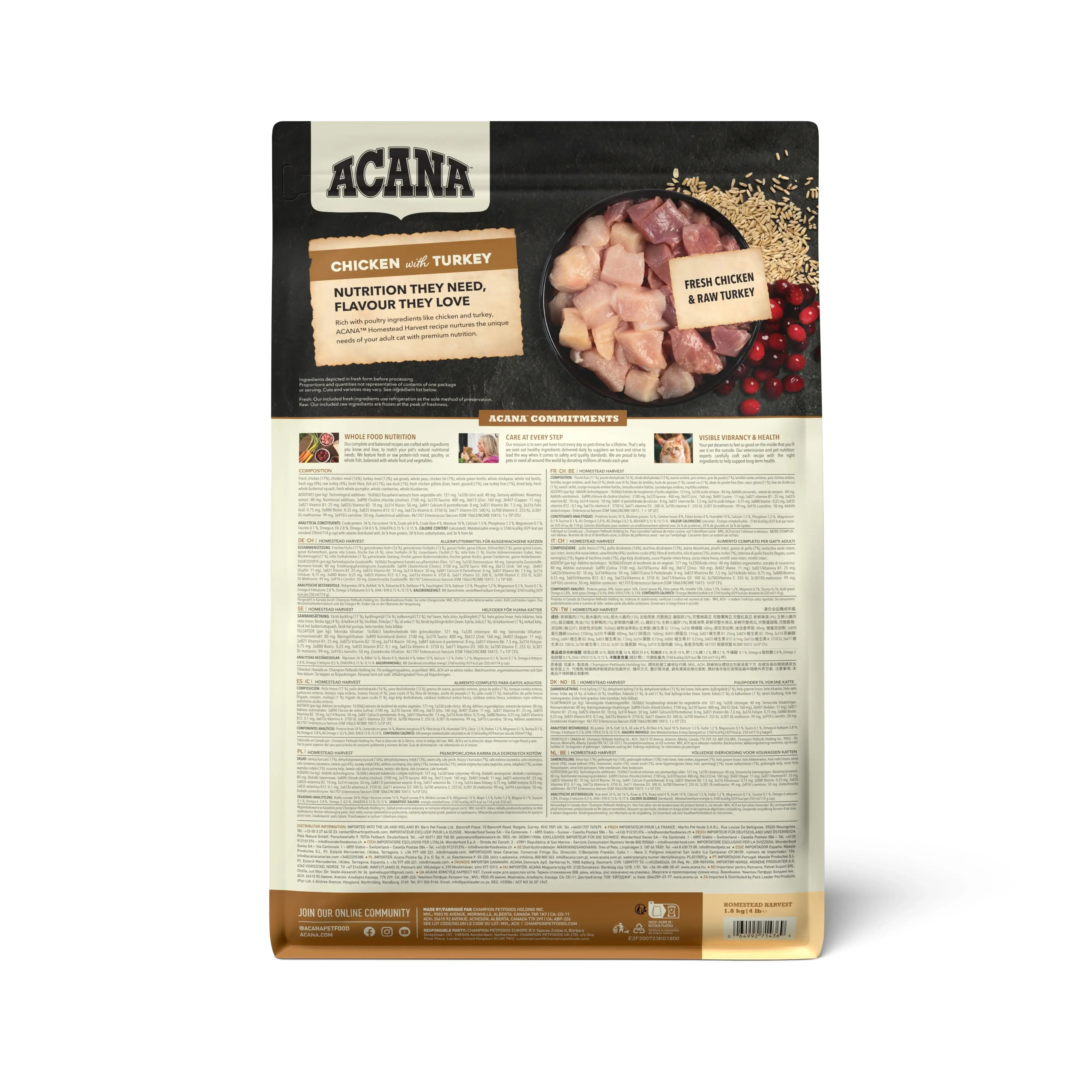 Acana Adult Homestead Harvest Torrfoder För Katt