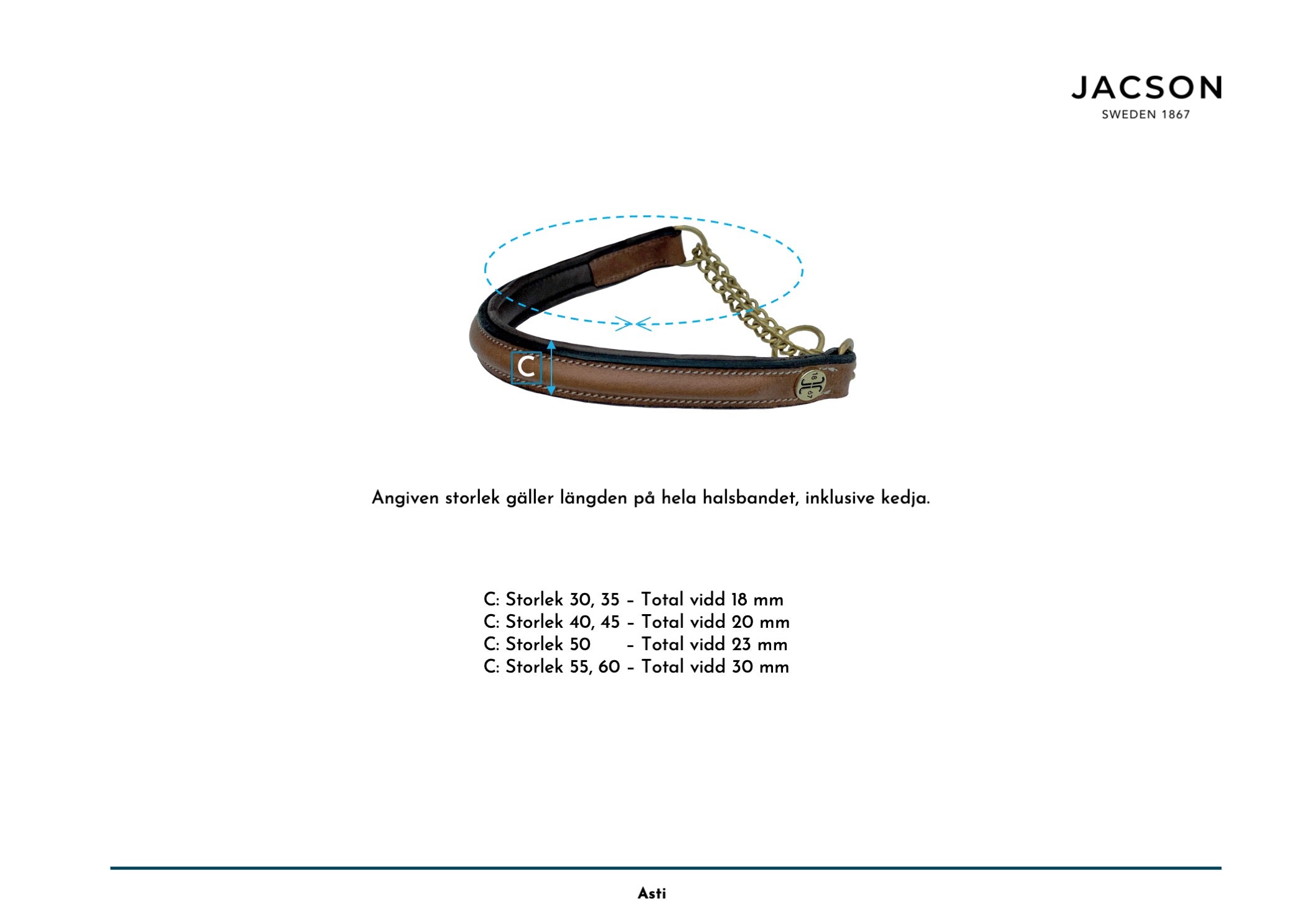 Jacson Asti Hundhalsband - Brun