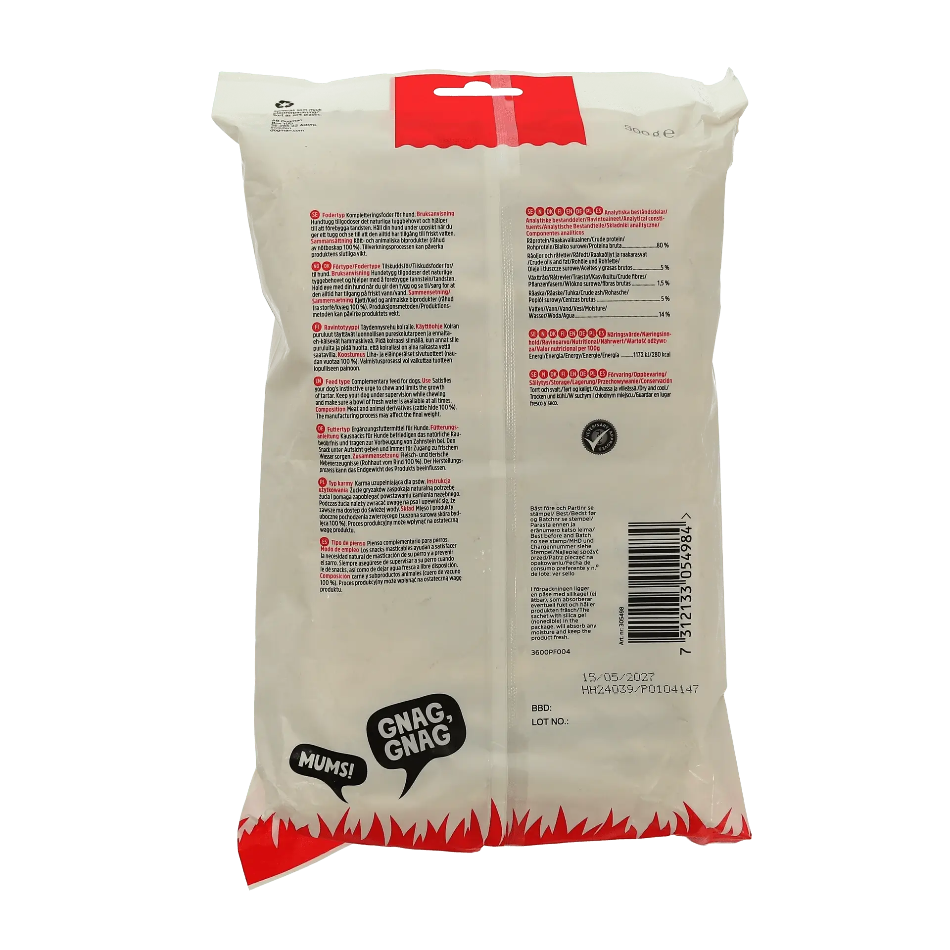 Dogman Tuggpinnar Rullade 100p Vit 12,5cm