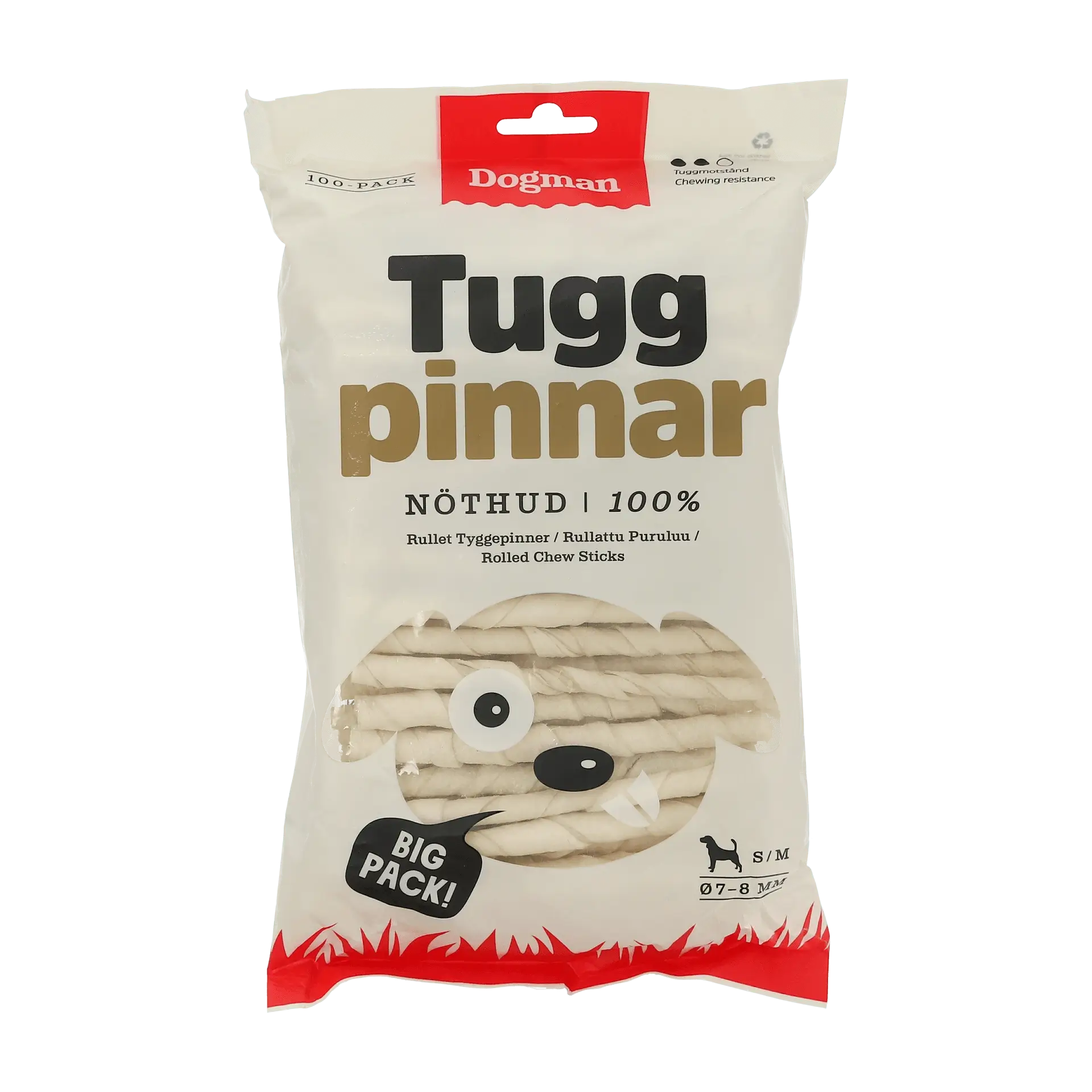 Dogman Tuggpinnar Rullade 100p Vit 12,5cm