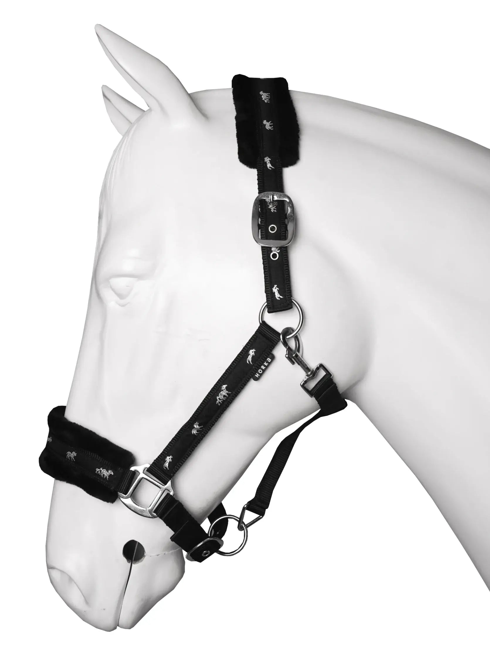 Horka Grimma fuskpäls på nosgrimma & nackstycke - Svart