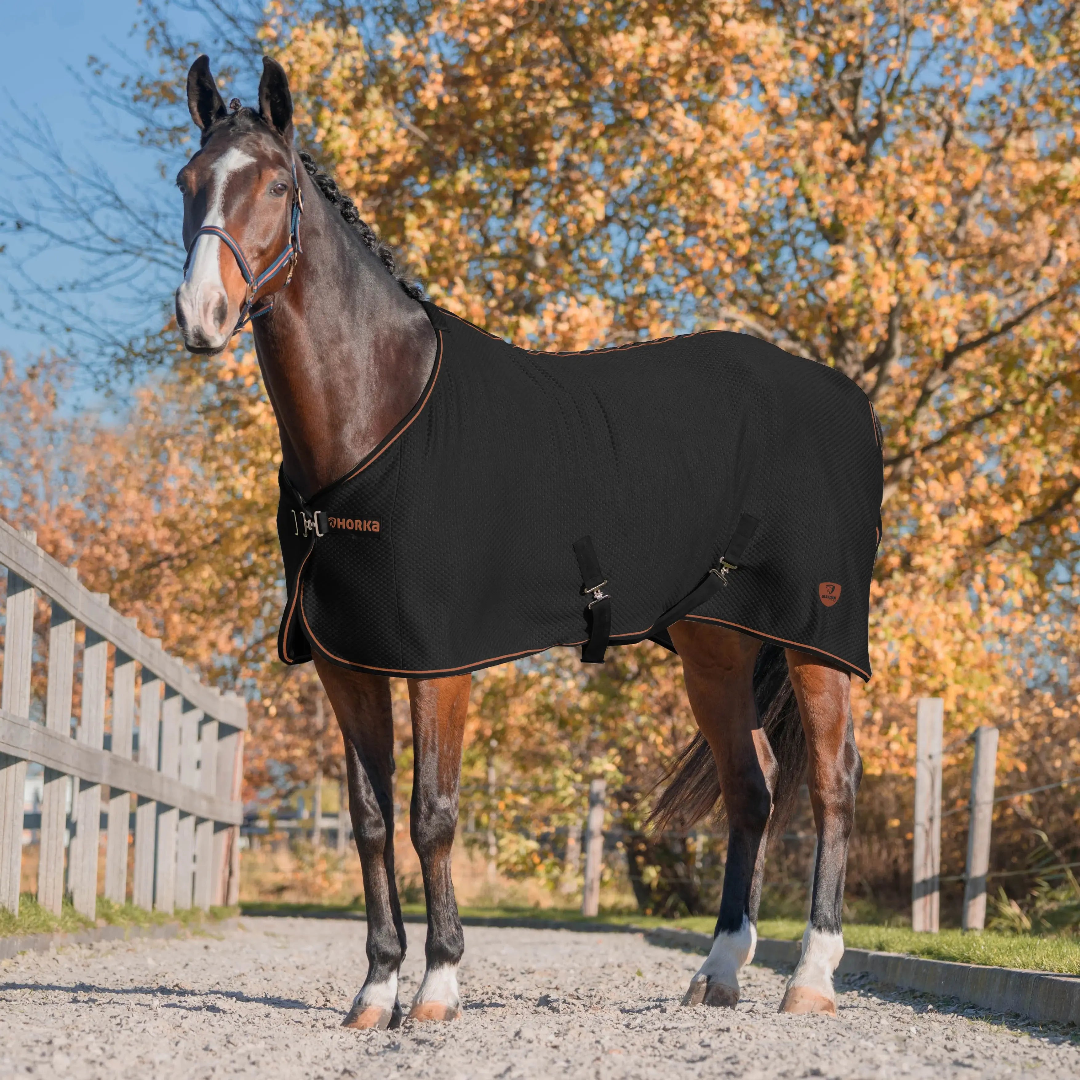 Horka Hästtäcke i bambu - Svart