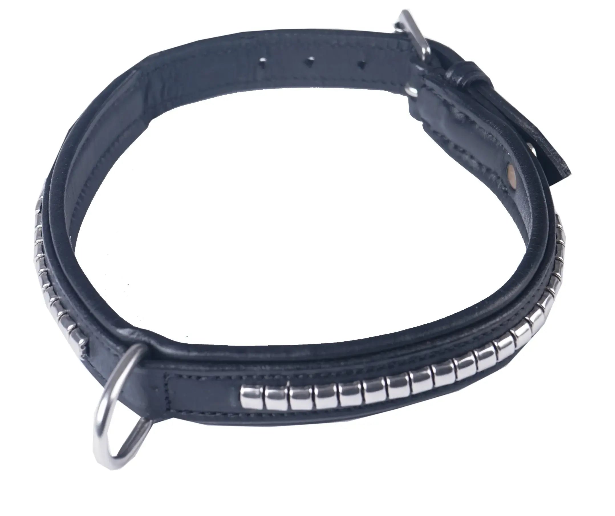 Horka Hundhalsband i läder - Svart/Silver