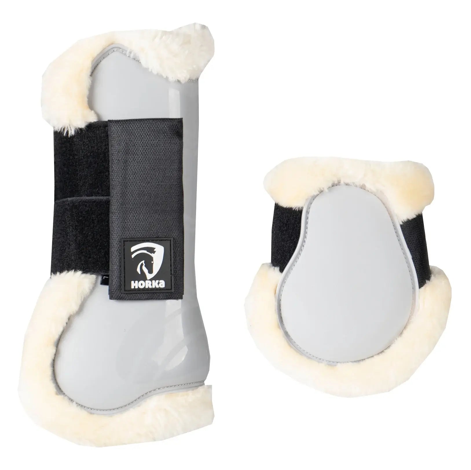 Horka PVC-benskydd med foder (Set om 4) - Grå