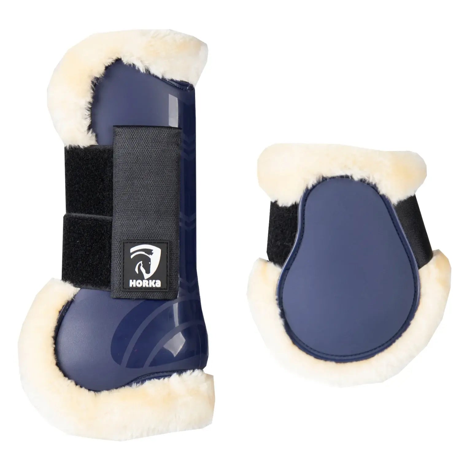 Horka PVC-benskydd med foder (Set om 4) - Marinblå