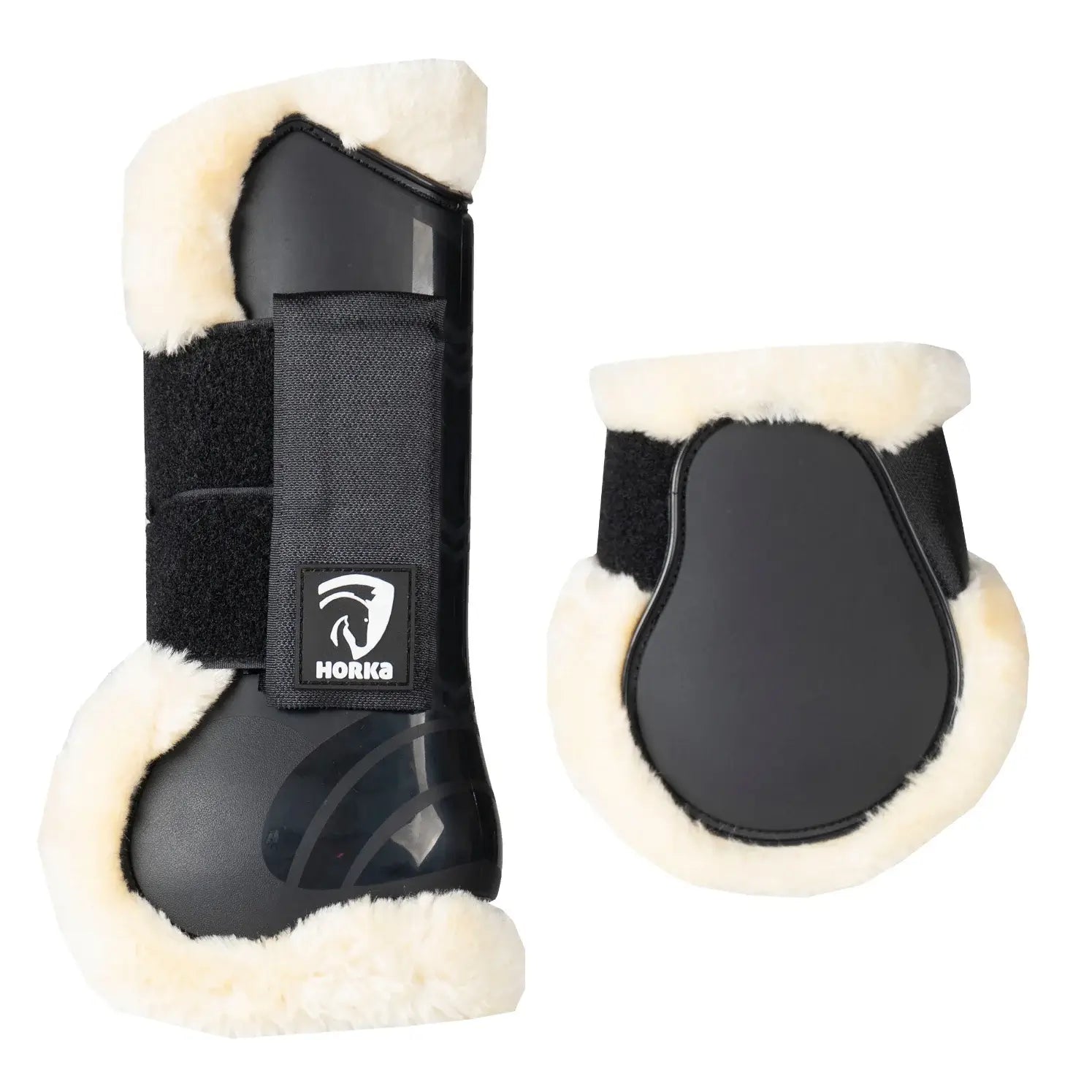 Horka PVC-benskydd med foder (Set om 4) - Svart