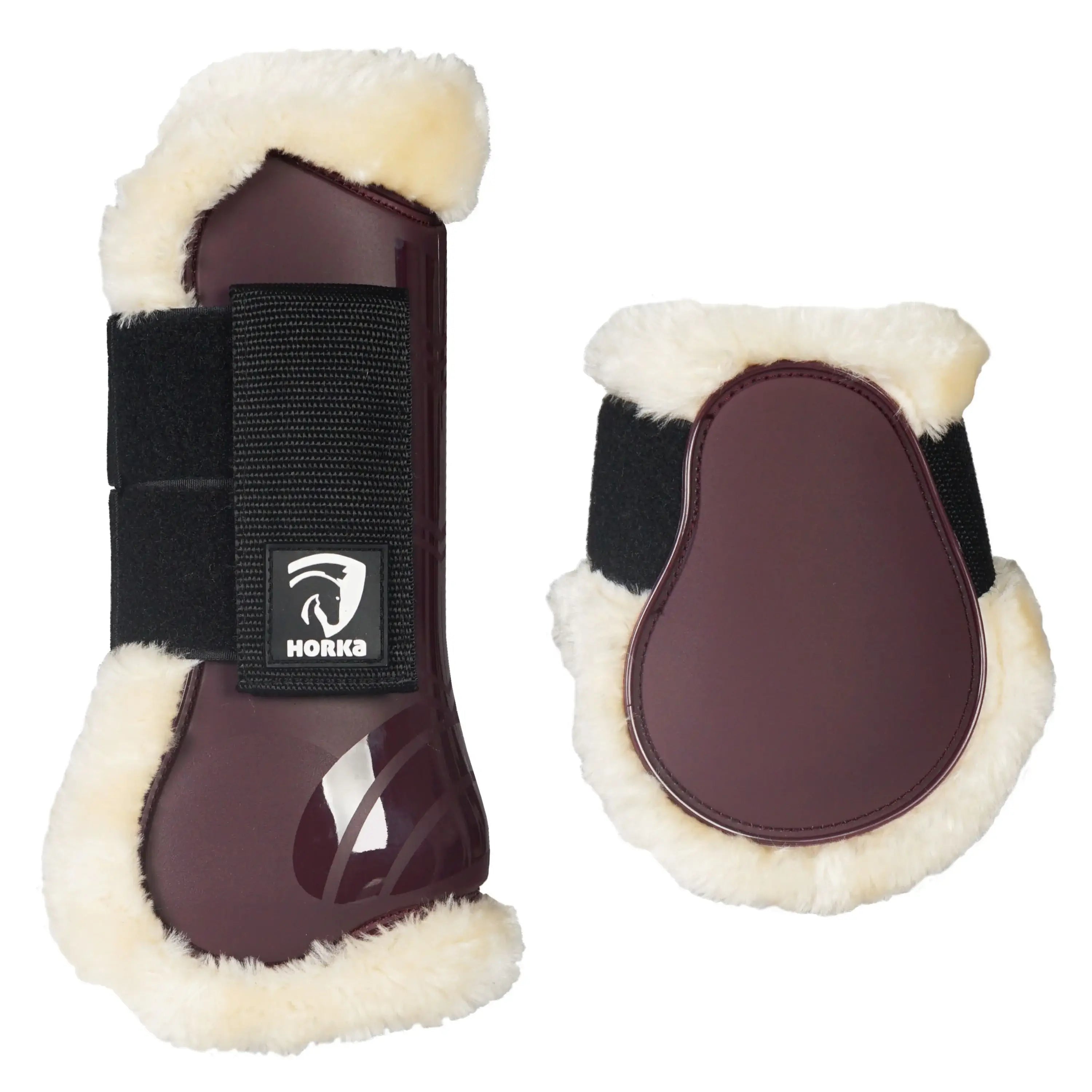 Horka PVC-benskydd med foder (Set om 4) - Vinröd