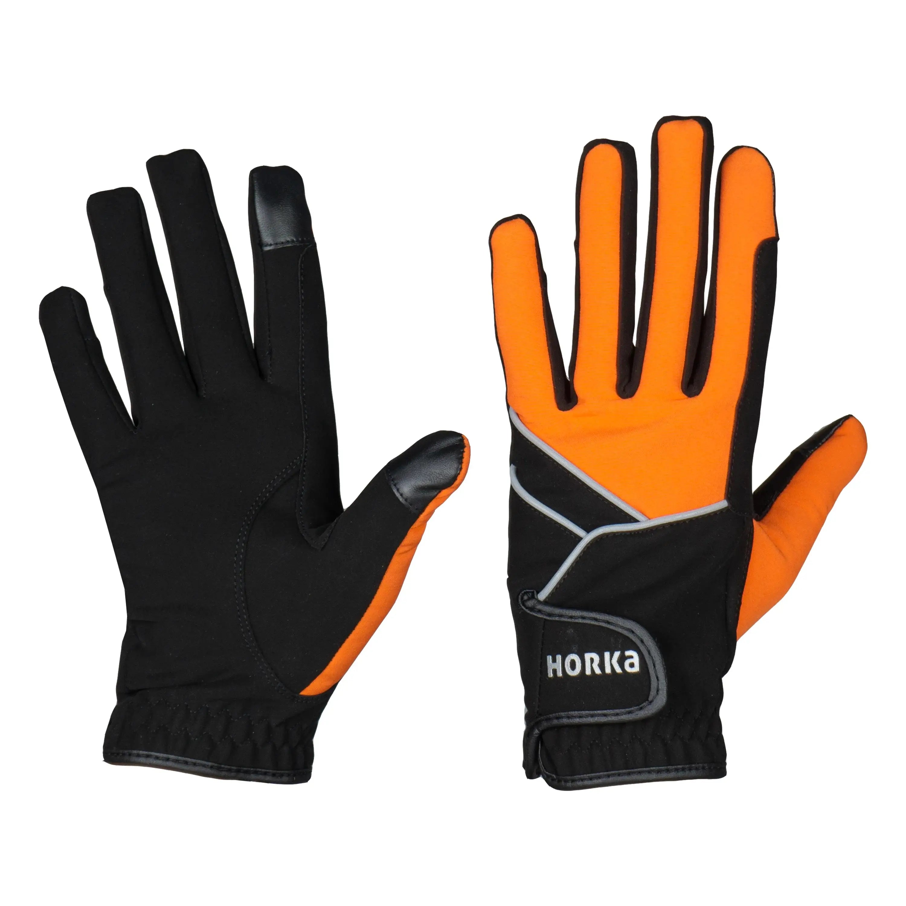 Horka Ridhandskar Reflex Barn - Svart/Orange