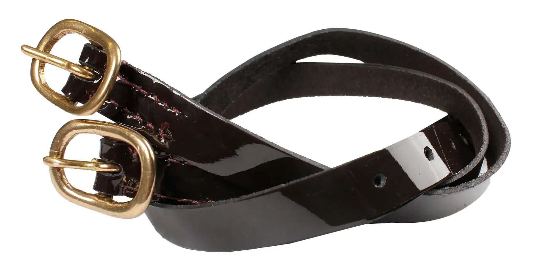 Horka Sporremmar i lackläder (per par) - Brun/Guld