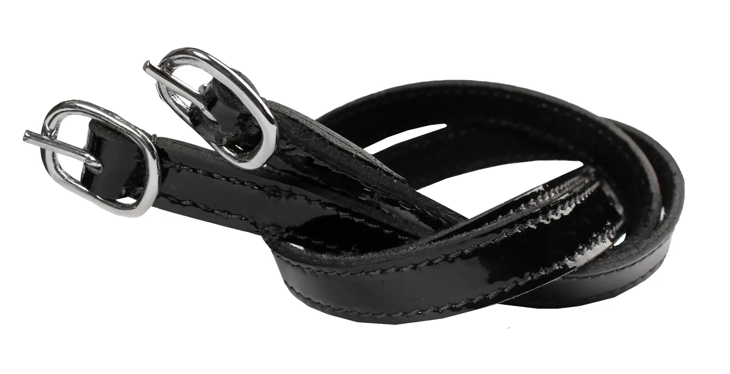 Horka Sporremmar i lackläder (per par) - Svart/Silver