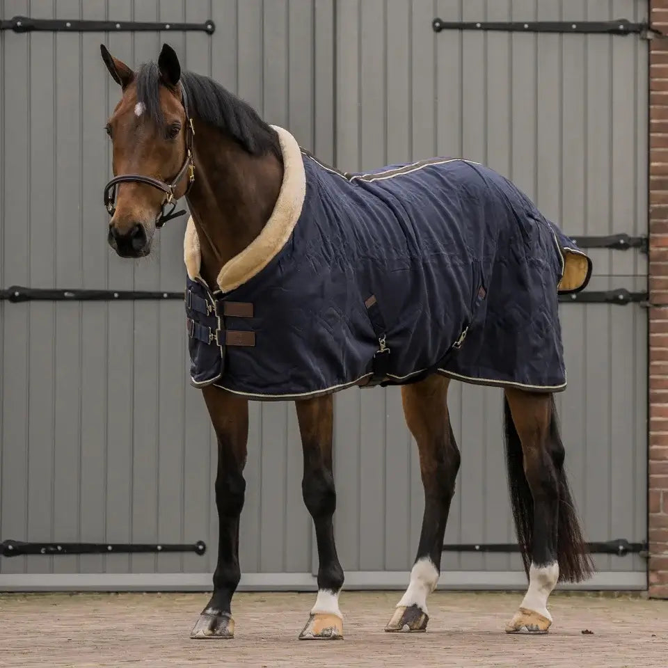 Horka Lyxigt stalltäcke med krage - Marinblå