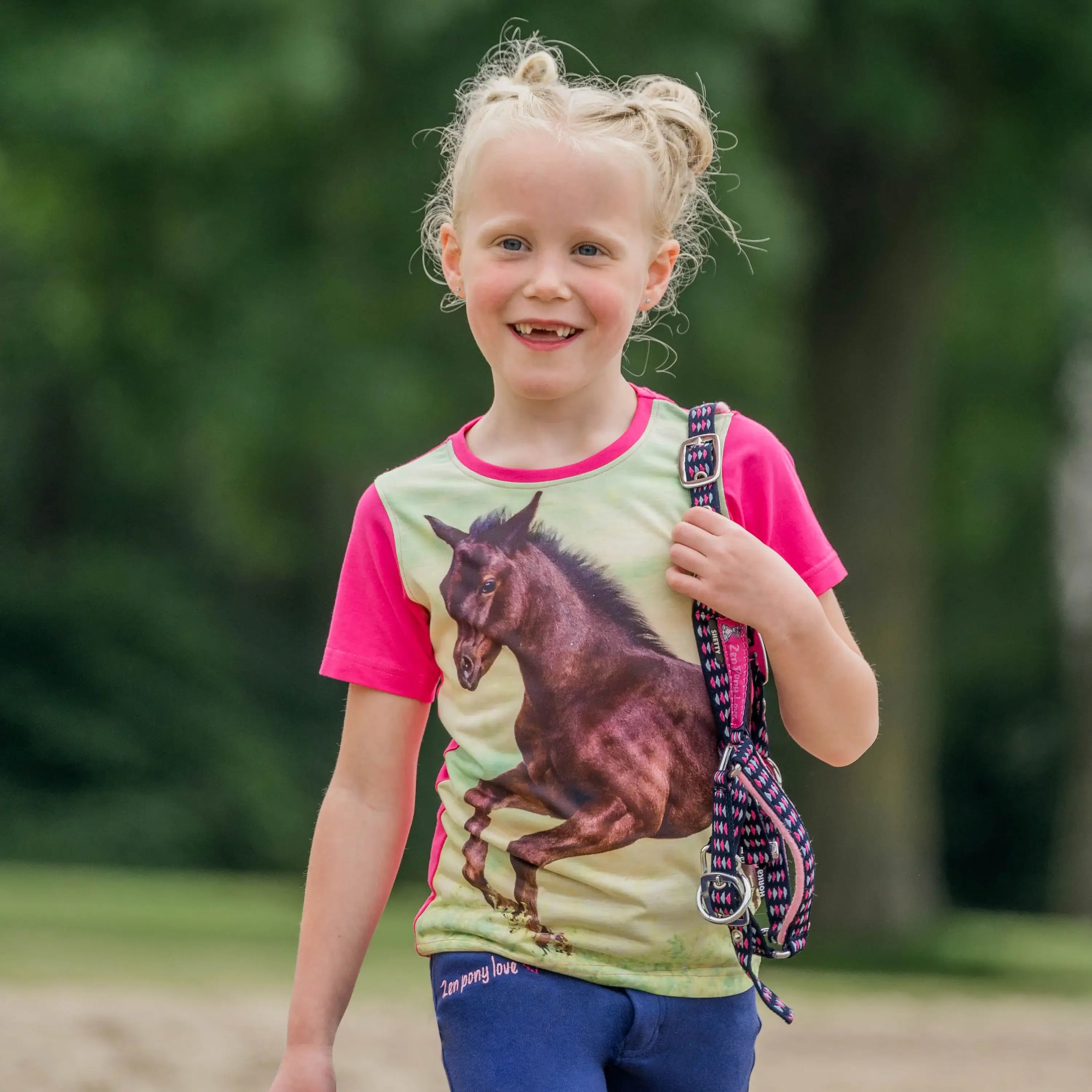 Horka T-shirt Ollie Barn - Rosa med häst