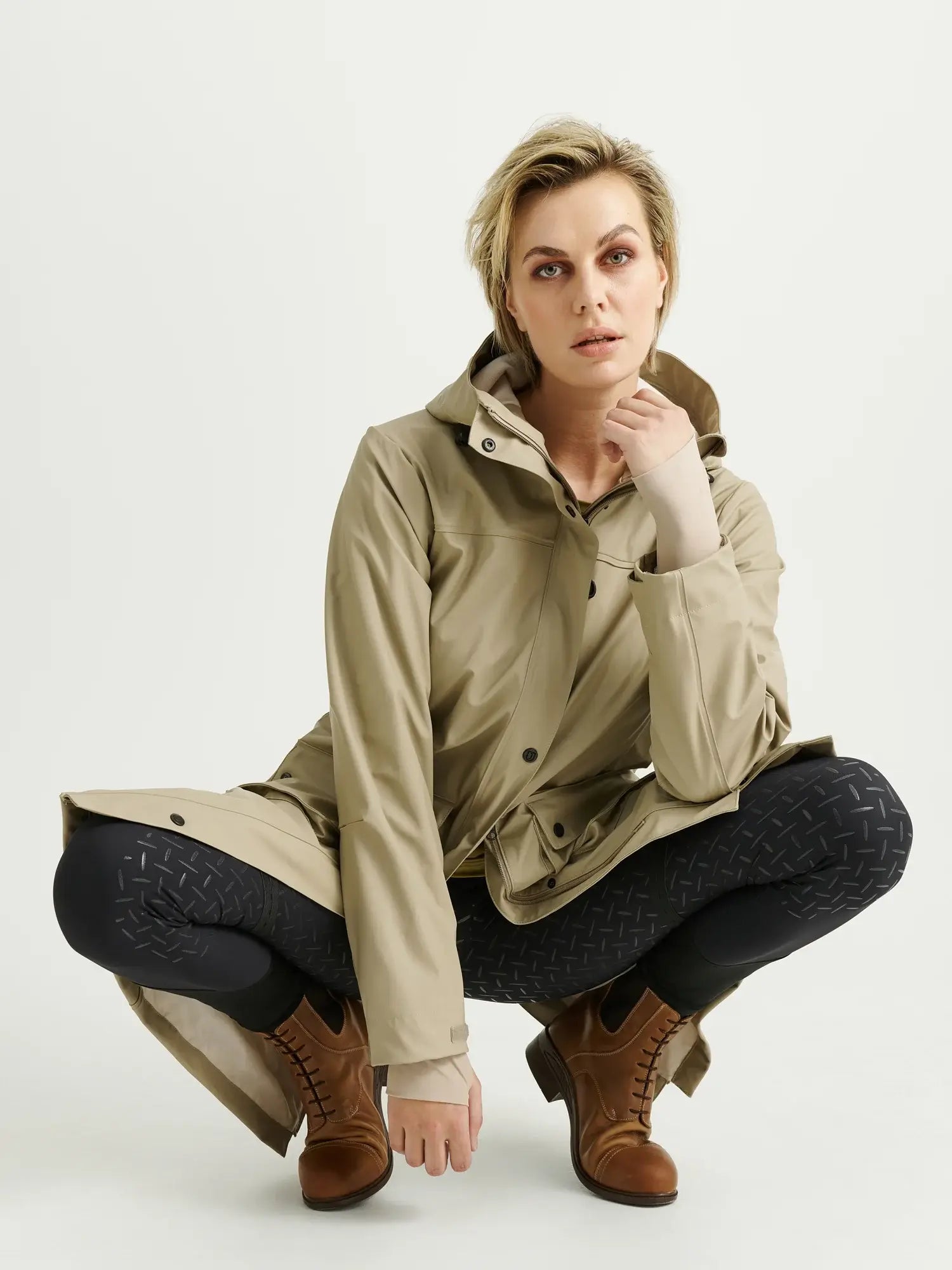 Jacson Barbro Fleecefodrad Regnkappa - Beige