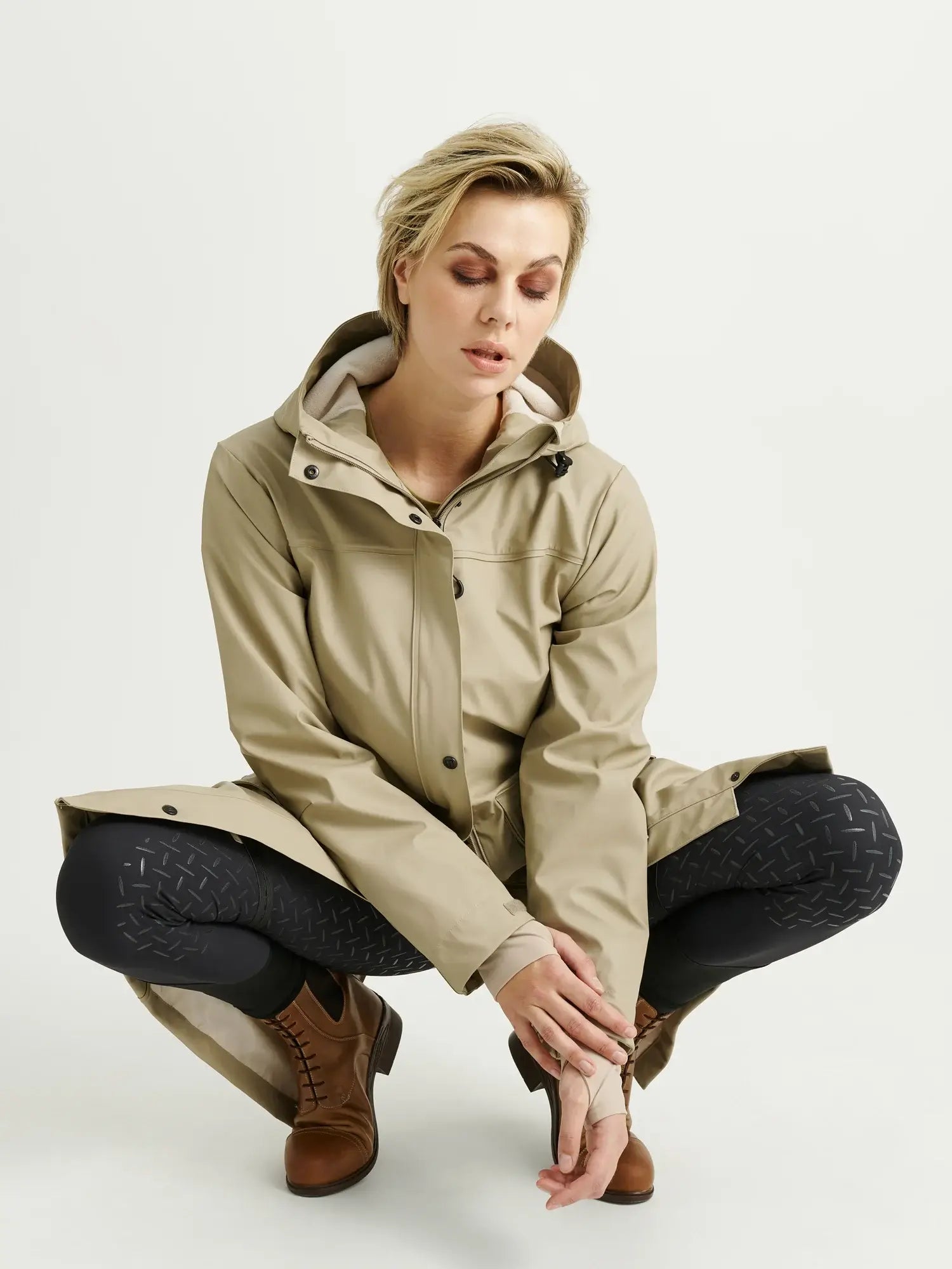 Jacson Barbro Fleecefodrad Regnkappa - Beige