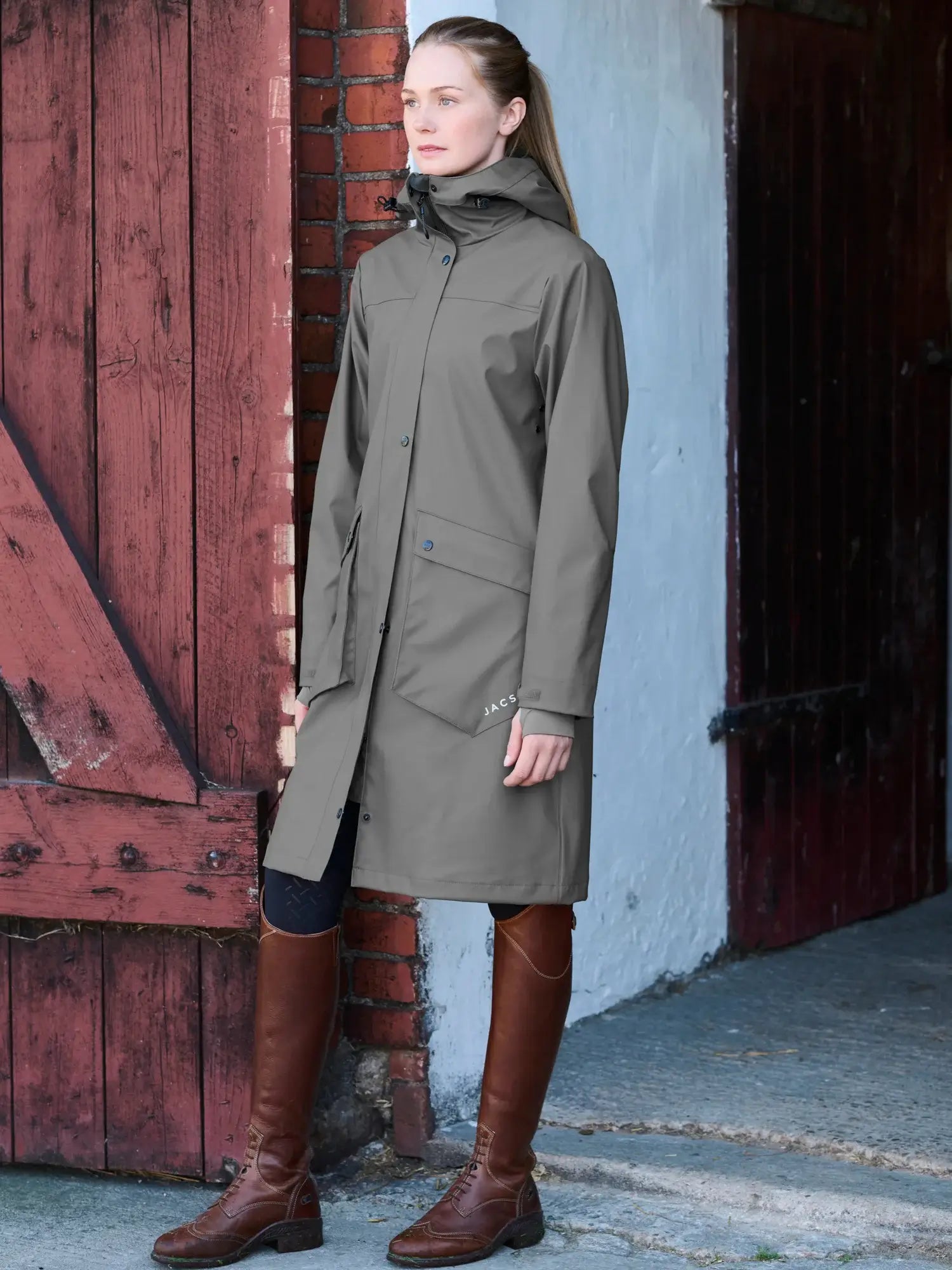 Jacson Barbro Fleecefodrad Regnkappa - Grå