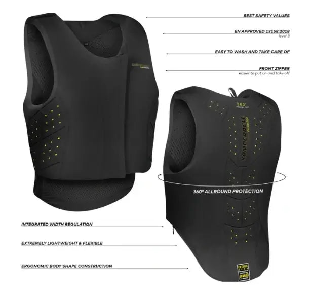 Komperdell Säkerhetsväst Front Zip Barn - Svart