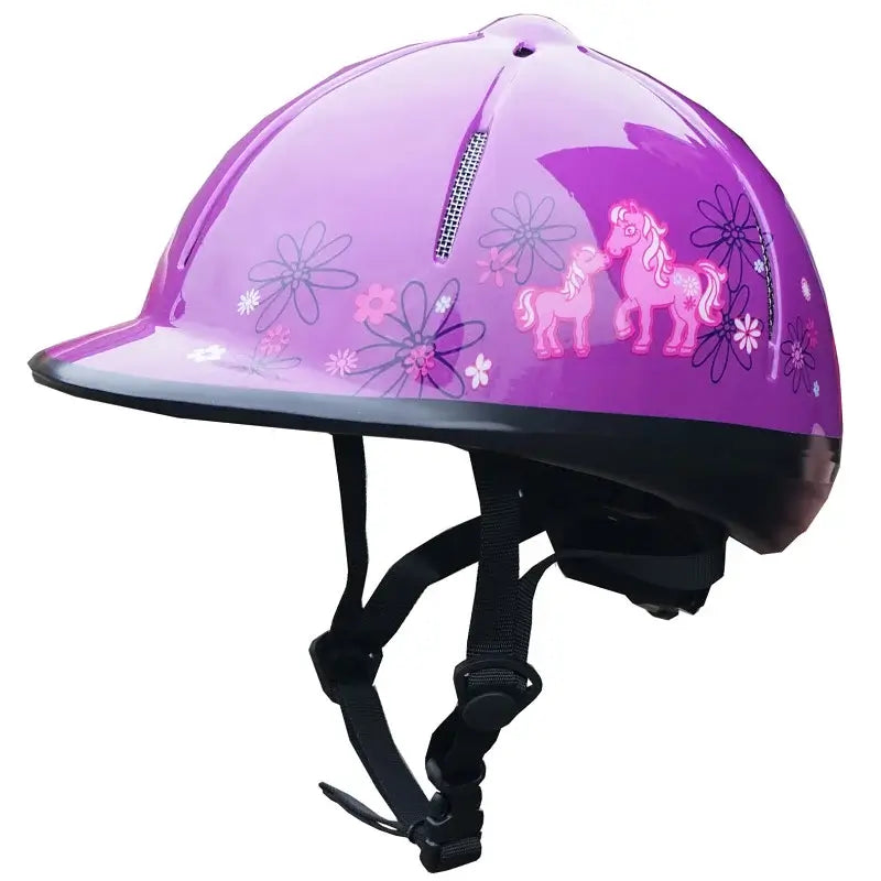 Red Horse Ridhjälm Rider Barn - Lila med hästdesign