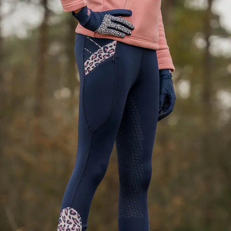 Red Horse Ridtights Kylie - Marinblå med leopardmönster