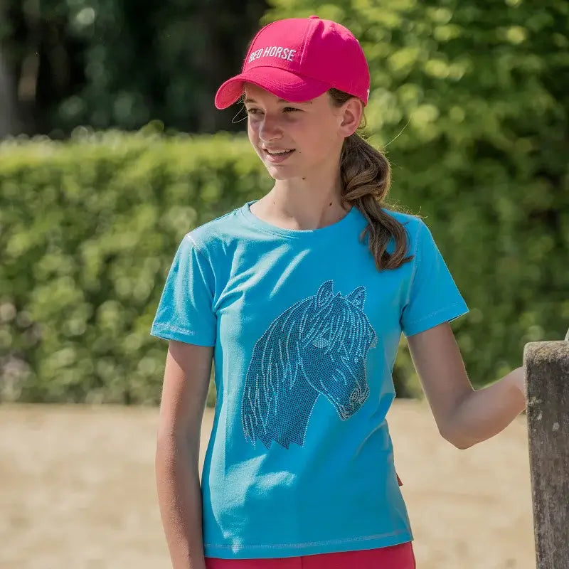 Red Horse T-shirt Caliber Barn - Ljusblå med häst