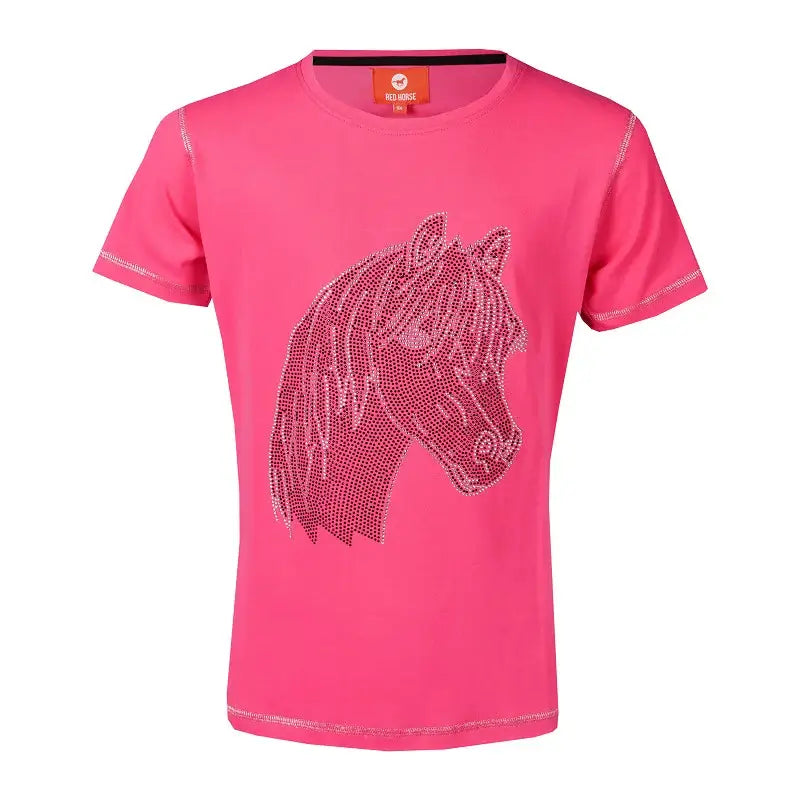 Red Horse T-shirt Caliber Barn - Rosa med häst