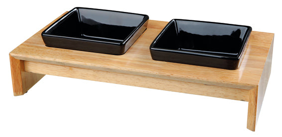 Trixie Matbar keramik/trä - 2×0.4 L, 36×19×7 cm