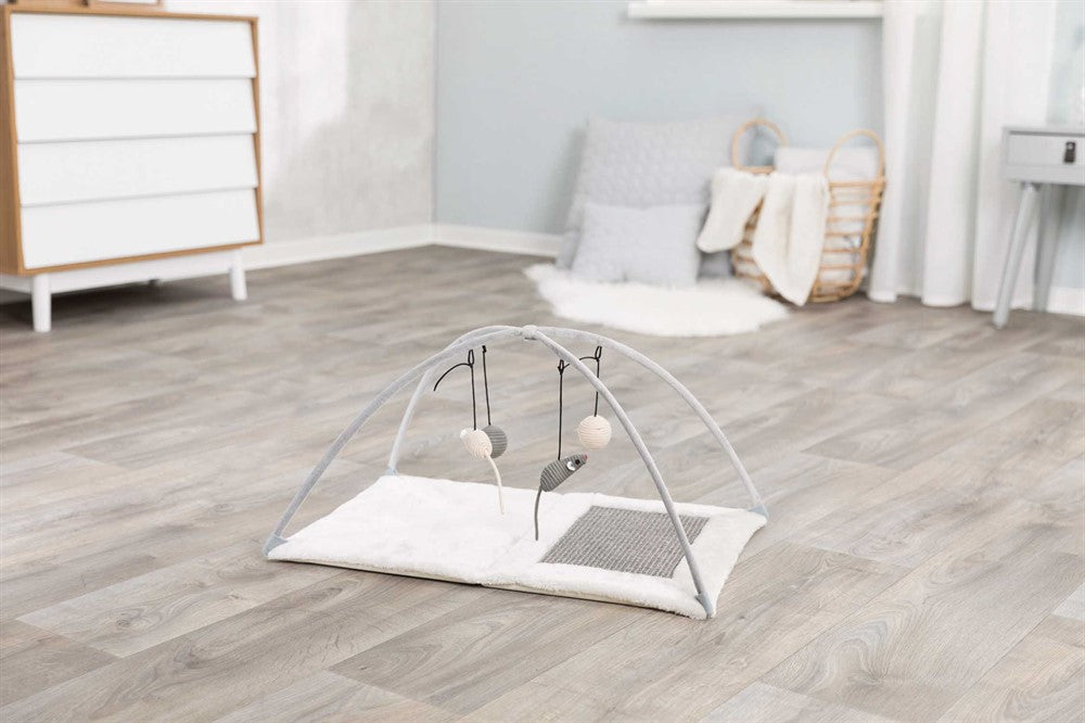 Trixie Junior klösmatta med leksaker i sisal 60×33×42 cm- Grå