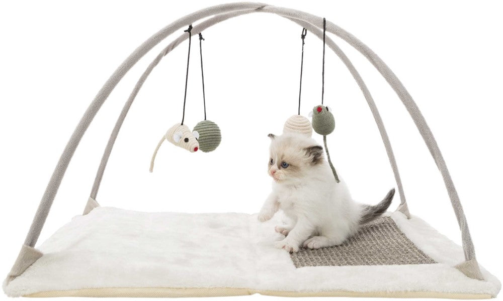 Trixie Junior klösmatta med leksaker i sisal 60×33×42 cm- Grå
