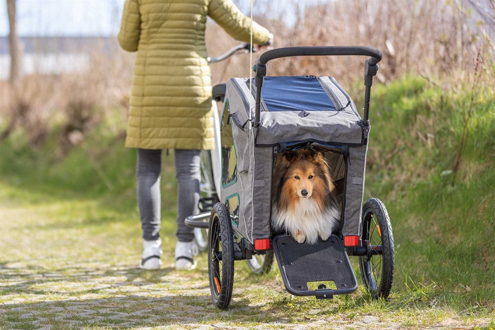 Trixie Cykelvagn S: 64×92×80/130 cm - Grå/sage