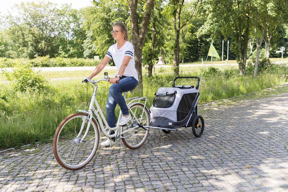 Trixie Cykelvagn quick-fold M: 63×95×90/132 cm - Grå