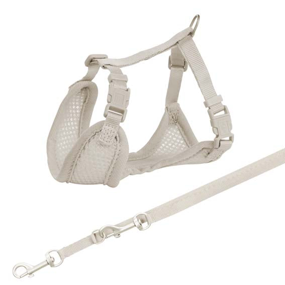 Junior Mjuk sele med koppel S-M: 26-34 cm - Ljusgrå