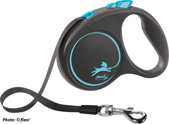 Flexi Black design rullkoppel med band 5m - Blå
