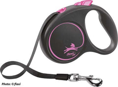Flexi Black design rullkoppel med band 5m - Rosa