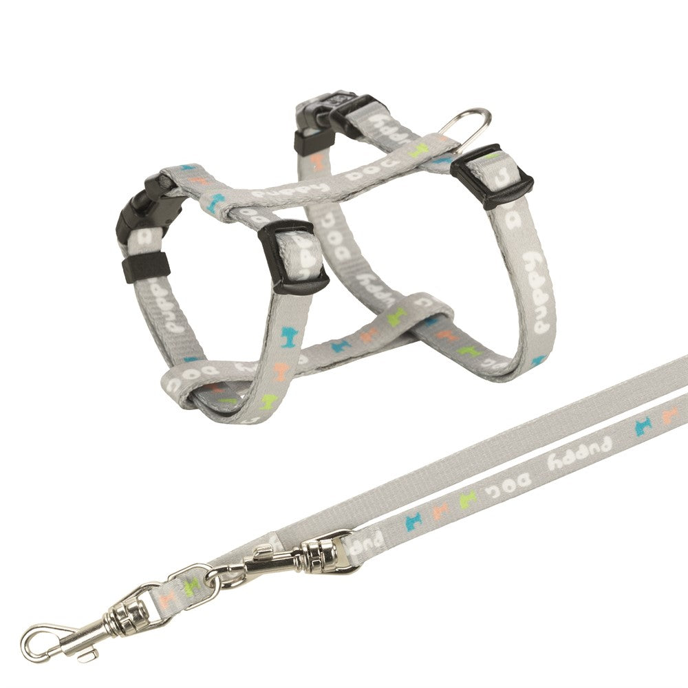 Trixie Junior H-sele med koppel M-L: 27-45 cm - Ljusgrå