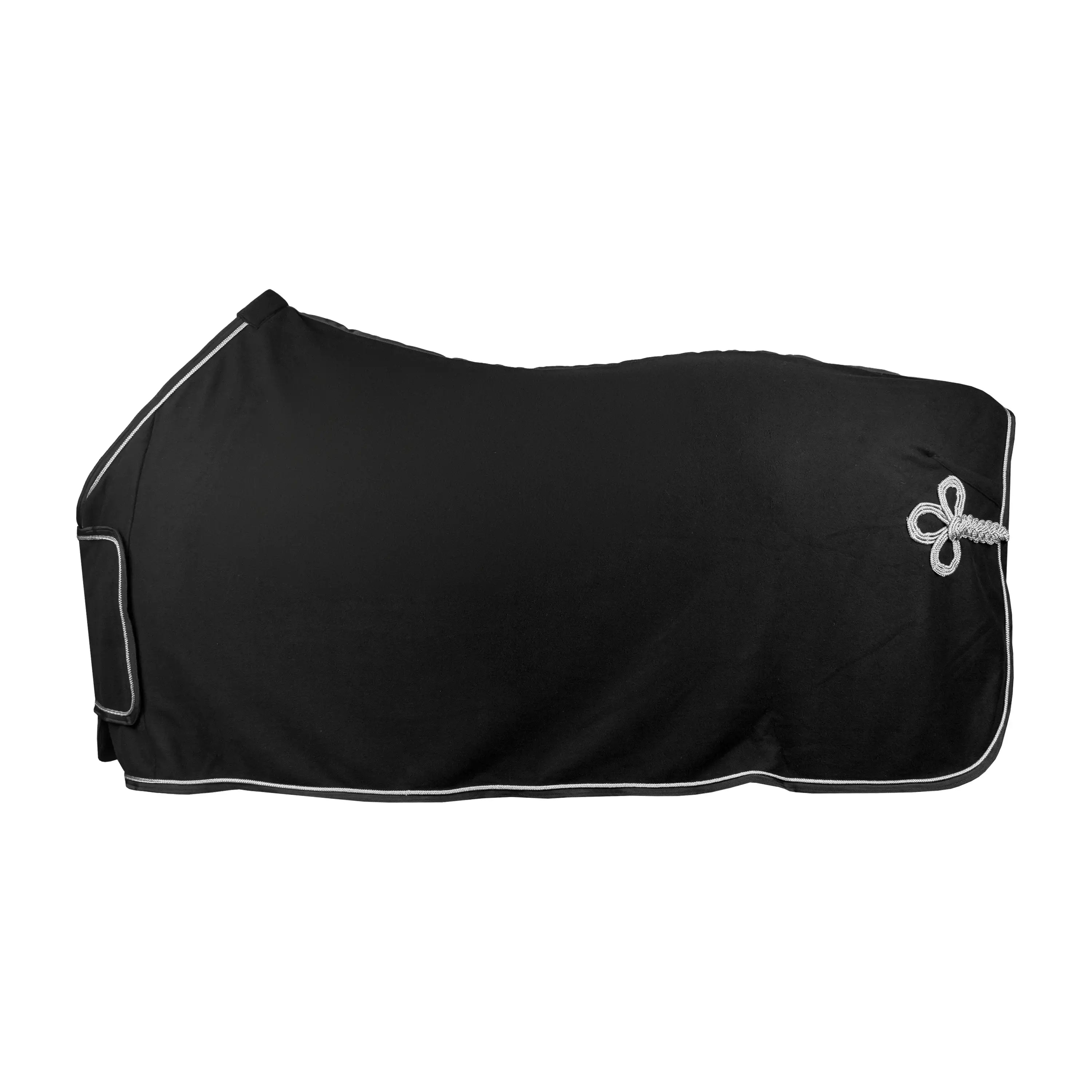 Horka Fleecetäcke med bröstflap & ornament - Svart
