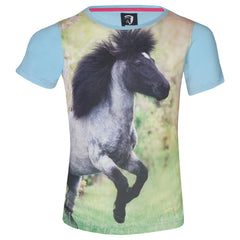 Horka T-shirt Ollie Barn - Ljusblå med häst