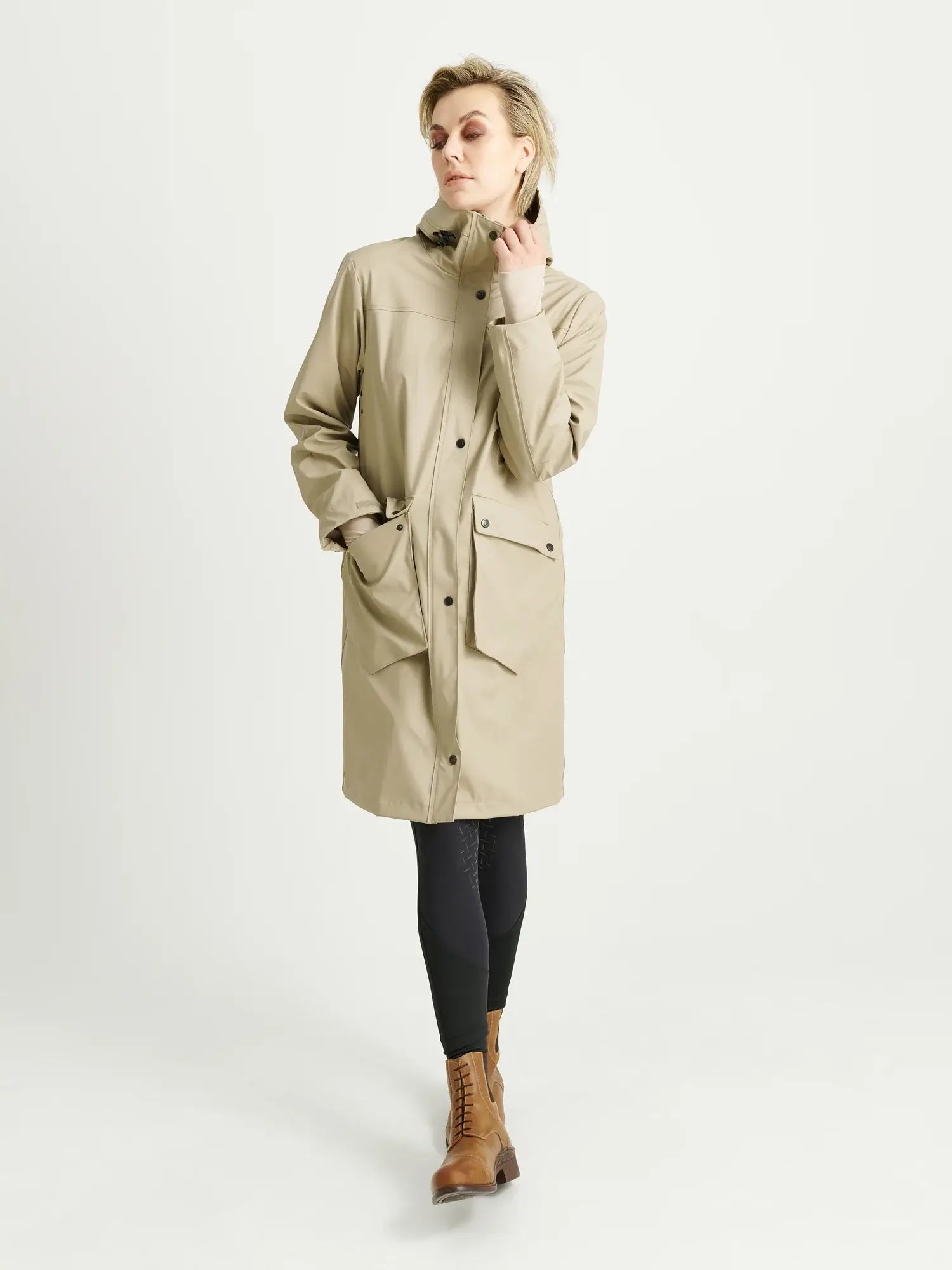 Jacson Barbro Fleecefodrad Regnkappa - Beige