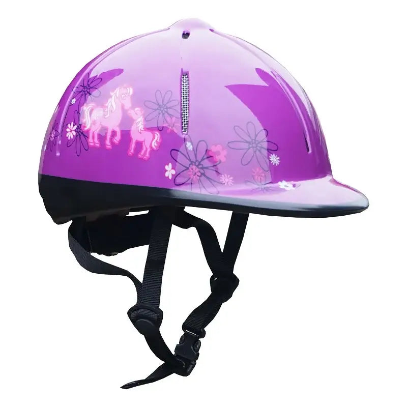 Red Horse Ridhjälm Rider Barn - Lila med hästdesign