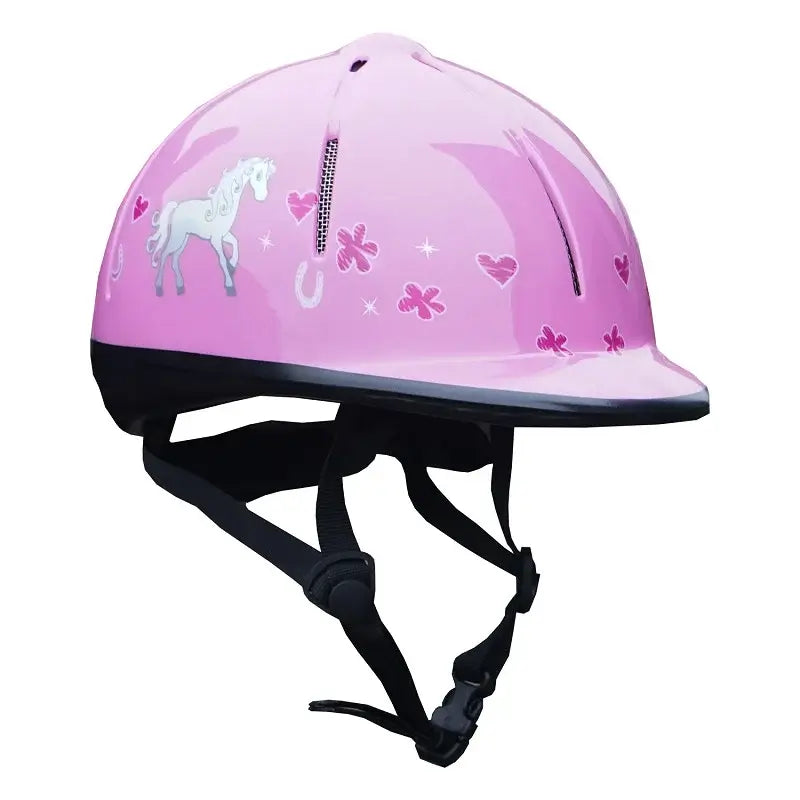 Red Horse Ridhjälm Rider Barn - Rosa med hästdesign