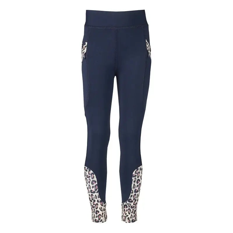 Red Horse Ridtights Kylie - Marinblå med leopardmönster
