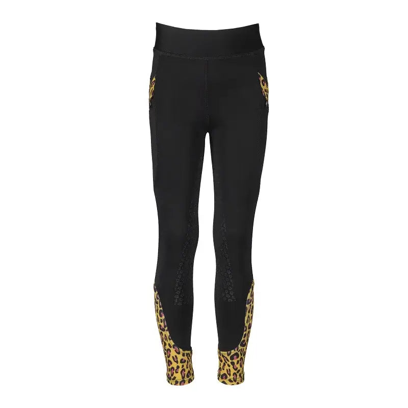 Red Horse Ridtights Kylie - Svart med leopardmönster